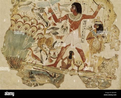 Fine Arts Ancient World Egypt Painting Hunting Birds