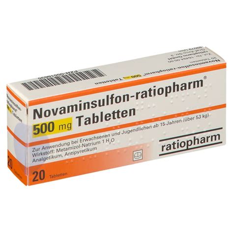 Novaminsulfon Ratiopharm® 500 Mg 20 St Shop