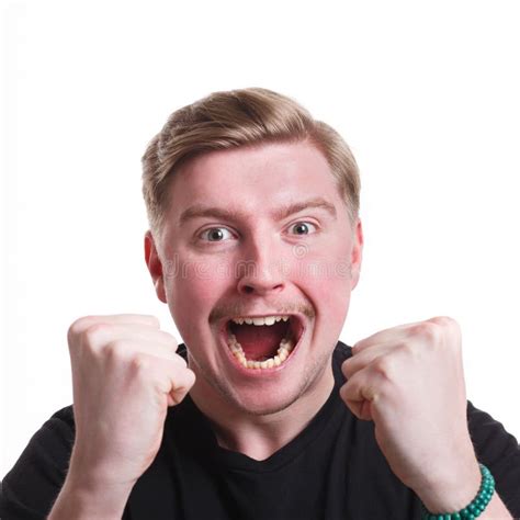 success excited man  happy facial expression stock photo image