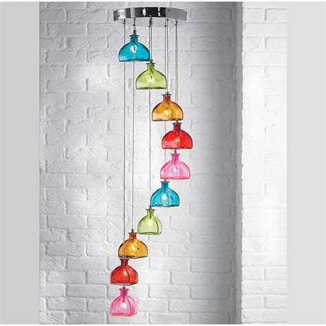 light multi coloured glass ceiling pendant light sarandon multi lighting   home