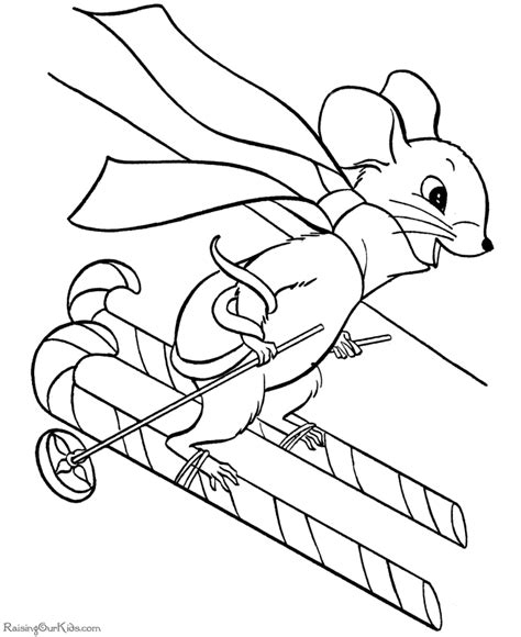 christmas coloring pages candy cane skis
