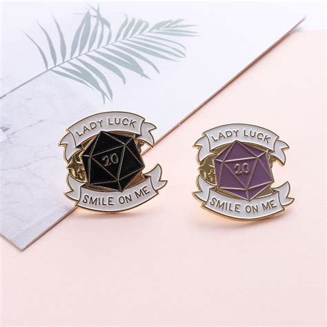 D20 Dungeons And Dragons Banner Enamel Pin Personalized