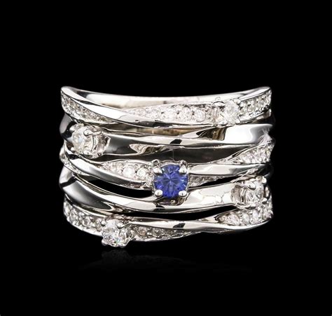 14kt White Gold 0 18ct Blue Sapphire And Diamond Ring
