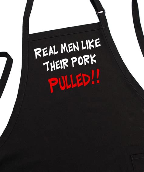 Funny Bbq Apron Real Men Like Their Pork Pulled Black Aprons Etsy