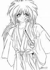 Kenshin Coloring Himura Rurouni sketch template