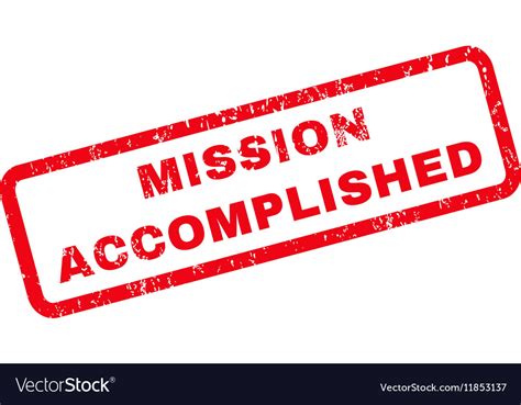 mission accomplished rubber stamp royalty  vector image