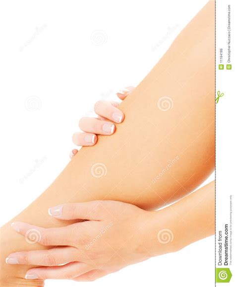 Woman Massaging Leg Royalty Free Stock Images Image
