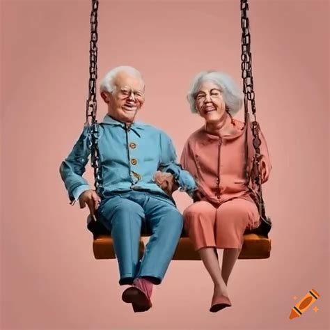 Elderly Couple Sitting On A Swing On Craiyon