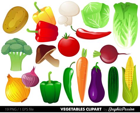 Vegetables Clipart Digital Vegetables Clip Art Vegetable Etsy