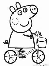 Coloring Pig Bike Drive Peppa Pages Printable sketch template
