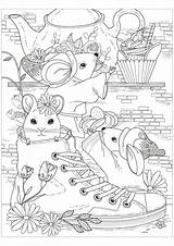 Topi Rats Adulti Tea Souris Gouter Mouses Justcolor Topo Coloriages Trois Goûter Animali sketch template
