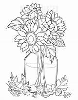 Coloring Sunflowers sketch template