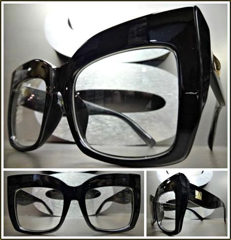 Oversized Vintage Retro Style Clear Lens Eye Glasses Thick Black