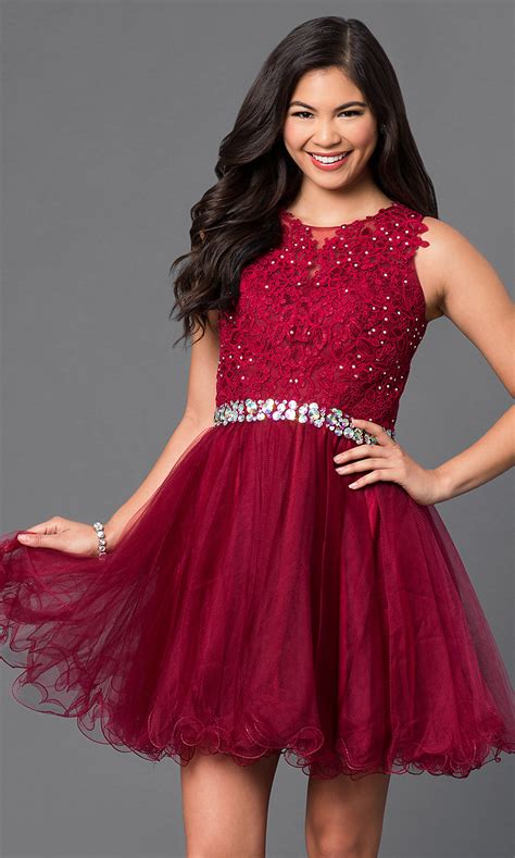 Short Tulle Lace Top Prom Dress