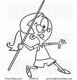 Throwing Javelin Girl Cartoon Field Track Outline Ron Leishman Protected Law Copyright May sketch template