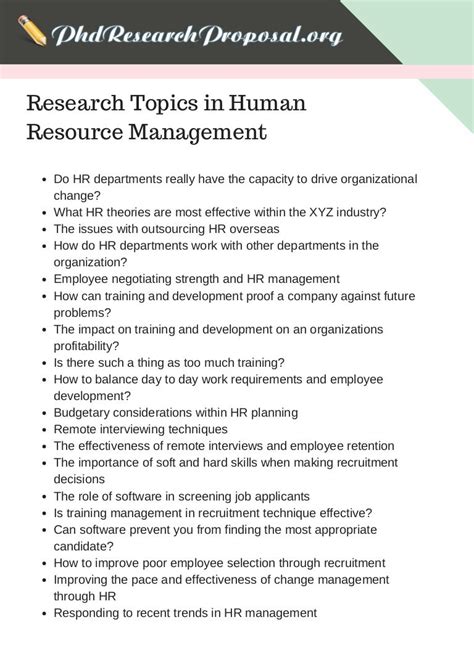 research proposal topics  human resource management