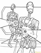 Pages Battle Droids Coloring Wars Star Cartoons Color sketch template