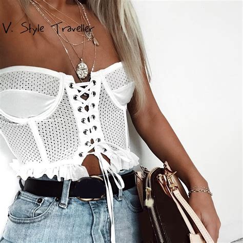 Summer Style Mesh Tube Tops Women White Tee Casual Sexy Bustier Crop