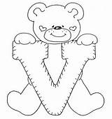 Coloring Alphabet Bears sketch template