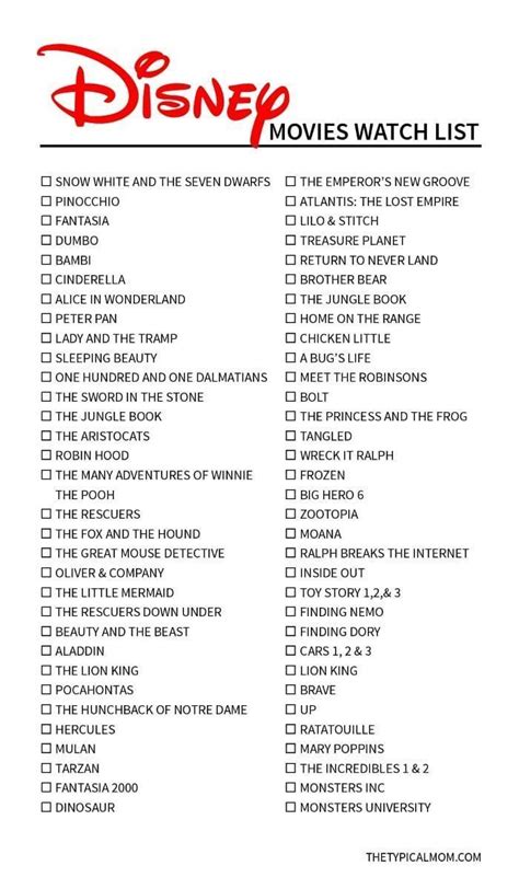 top pictures disney   checklist  ultimate disney movies checklist  animated