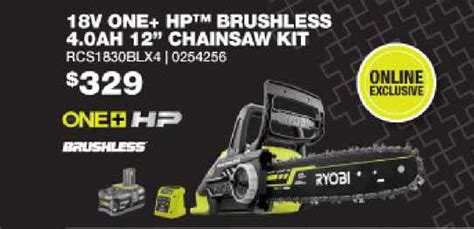 18v One Hp™ Brushless 4 0ah 12 Chainsaw Kit Rcs1830blx4 Offer At
