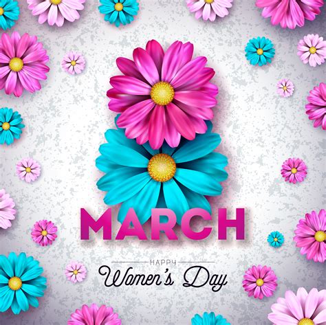 march happy womens day floral greeting card  vector art