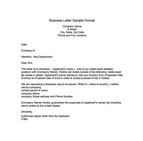 sample business letters formats   ms word