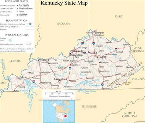 kentucky state map  large detailed map  kentucky state usa