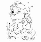 Paw Patrol Coloring Rubble Getcolorings Chase sketch template