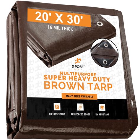 super heavy duty  mil brown poly tarp cover thick waterproof uv resistant rot