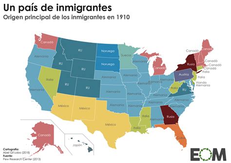 ¿de dónde proceden los inmigrantes en estados unidos mapas de el