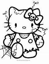 Coloring Halloween Pages Cute Kitty Hello Zombie Kids Colouring Colorings Printable Fun Cat Spooky Sheets Print Line Drawing Sanrio Color sketch template