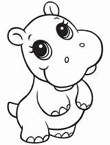 Hippo Baby Coloring Pages Cute Fiona sketch template