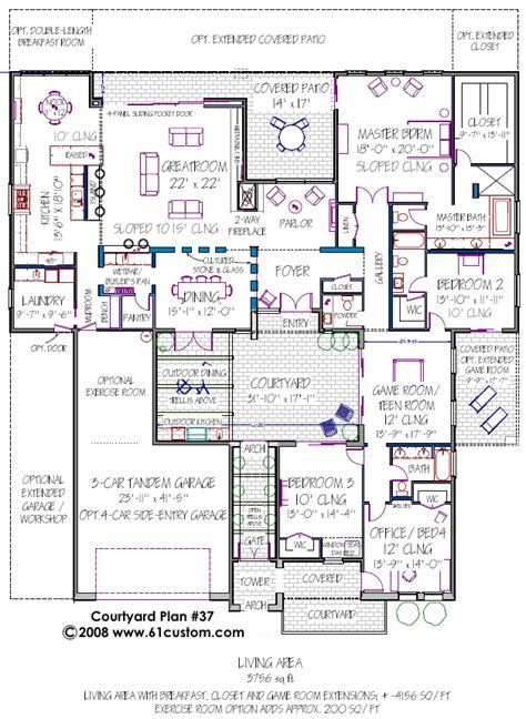 center courtyard house plans homedesignpictures