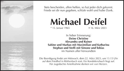 traueranzeigen von michael deifel gemeinsamtrauerncom  land