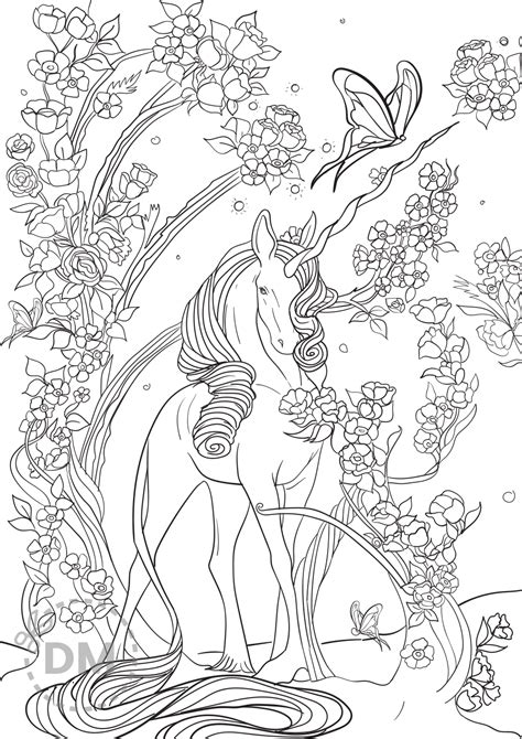 printable unicorn coloring pages  adults gulutrend