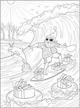 Santa Colouring Surfing Dover Publications Craftgossip sketch template
