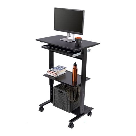 mobile standing computer workstation keyboard tray
