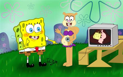 Spongebob And Sandy Look At The Twins By Iedasb On