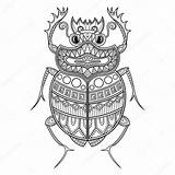 Scarab Beetle Drawing Egyptian Getdrawings Vector sketch template