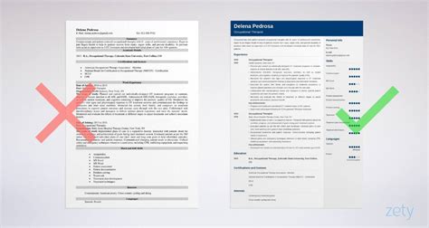 occupational therapy resume examples ot skills