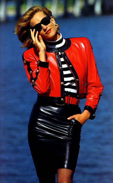 timeless fashion — tatjana patitz for escada leather outfit leather