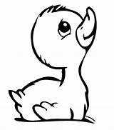 Duck Coloring Baby Drawing Duckling Pages Cute Line Cartoon Clipart Cliparts Color Donald Printable Animal Drawings Ducklings Clip Way Make sketch template
