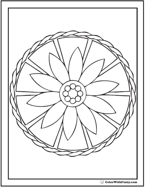 geometric coloring pages  kids daisy wheel