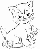 Coloring Pages Cat Kittens Printable Kitten Cats Color Animal Cute Printing Help sketch template