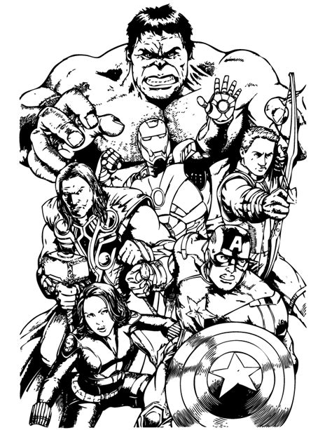awesome avengers team coloring page   coloring pages