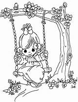 Coloring Pages Girl Swinging Para Colorear Precious Moments sketch template