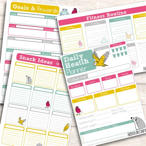 printable health  fitness planner  pages  alexia claire notonthehighstreetcom