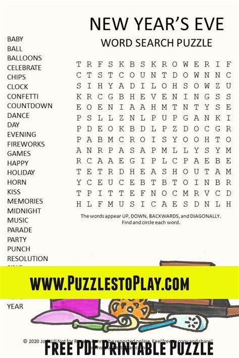 new years eve word search puzzle puzzles to play new year words