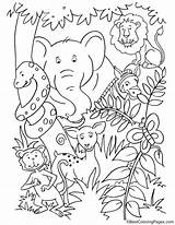 Jungle Animals Coloring Pages Inside Animal Kids Color Book Choose Board Drawing Zoo sketch template